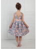 Peach And Lilac Jacquard Flower Girl Dress